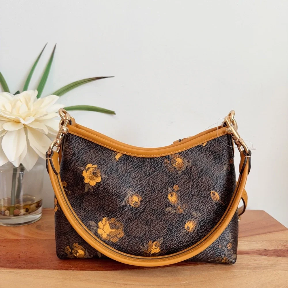 NWT Coach Laurel Small Shoulder Bag In Signature‎ Canvas With Floral Print